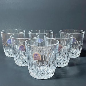 NIB 12 Piece Set Vintage Princess House Royal Highlights Crystal Glasses with Coasters - Vintage Barware - Old Fashioned Whiskey Glass