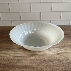 Vintage White Swirl Milk Glass Fire King Ovenware - Small Serving Bowl - Collectible MCM Dishes - Farmhouse Kitchen