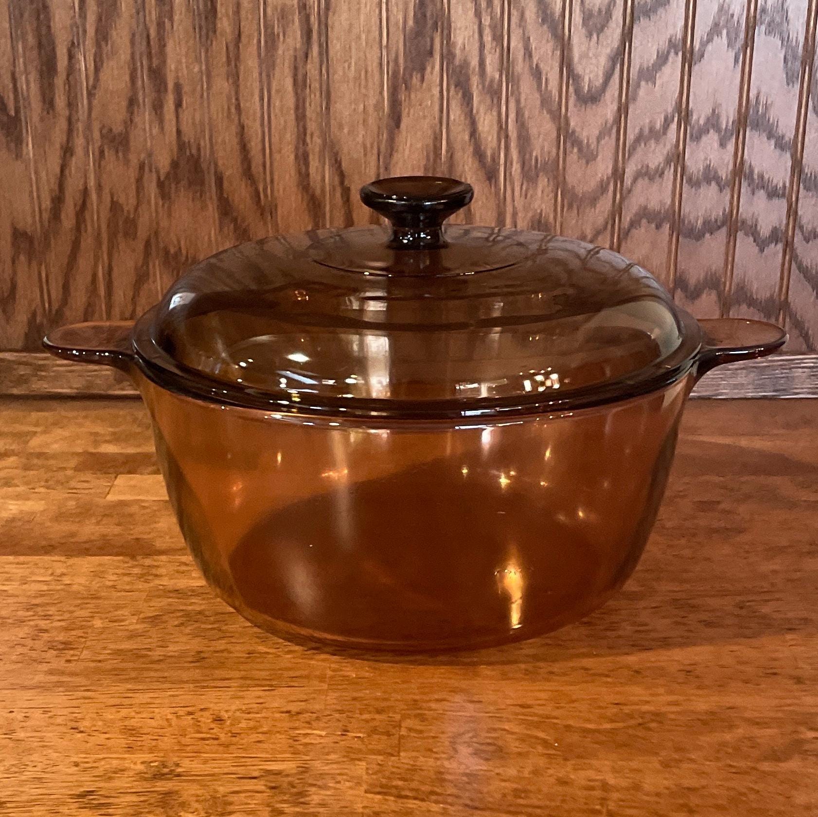 4.5 Liter Fireside Brown Pyrex Visions Dutch Oven Vintage Glass Cookware Amber Brown Stock Pot Etsy Canada