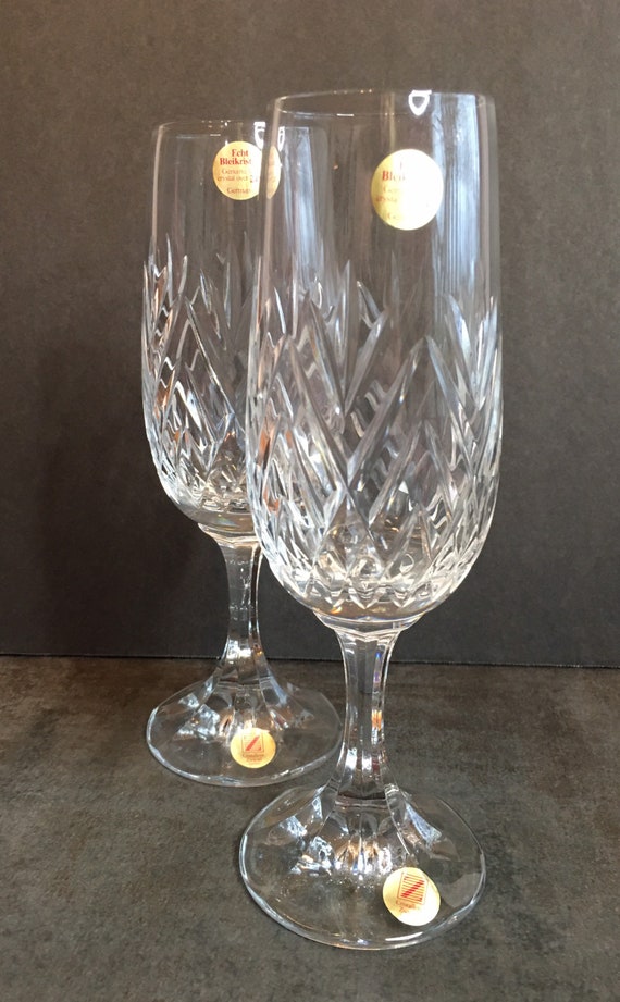 Set of 2 Schott Zwiesel 24% Lead Crystal Champagne Flutes Vintage