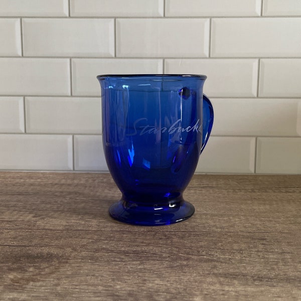 Vintage Starbucks Anchor Hocking Large Cobalt Blue Coffee Mug- Oversized Tea Mug - 16 Ounce Replacement Cup