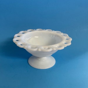 7&quot; Open Lace Old Colony White Milk Glass Pedestal Bowl Vintage Anchor Hocking Compote Serving Bowl White Decor Farmhouse Decor  Shabby Chic