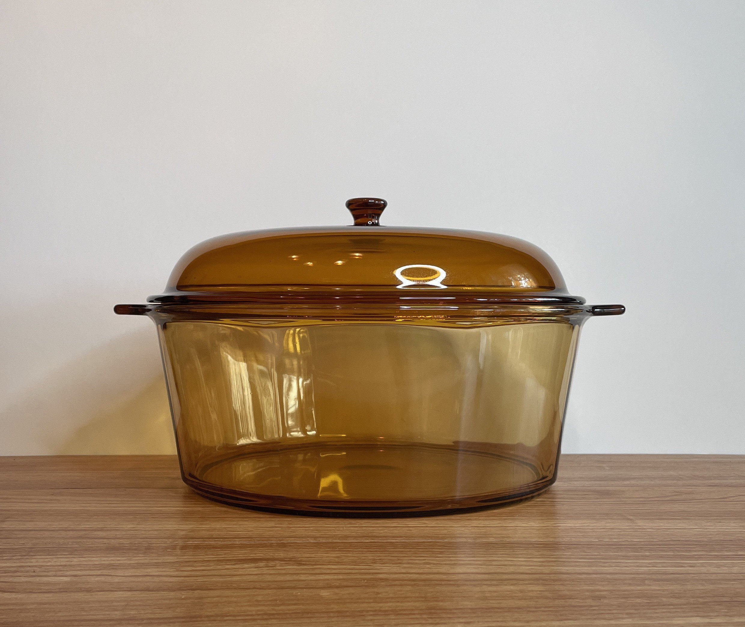 Pyrex Vision Amber Glass Bowl Dutch Oven With Lid Casserole 