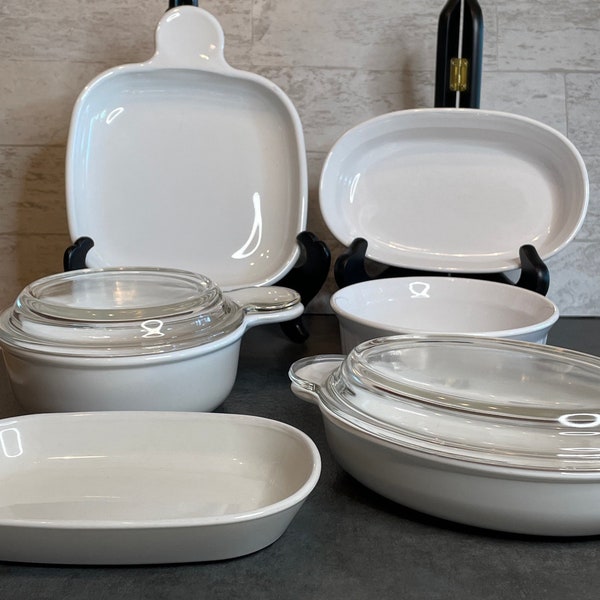 Mix ‘n Match Corning Ware Grab It Snack It Sidekick Heat and Eat French White Vintage Corning Ware White Casserole Leftover Storage