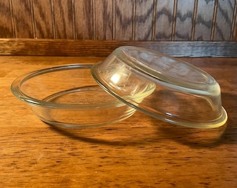 Dos mini moldes para tarta Pyrex de 15 cm (6") n.° 206 - Cazuela de vidrio - Utensilios de repostería vintage de los años 50