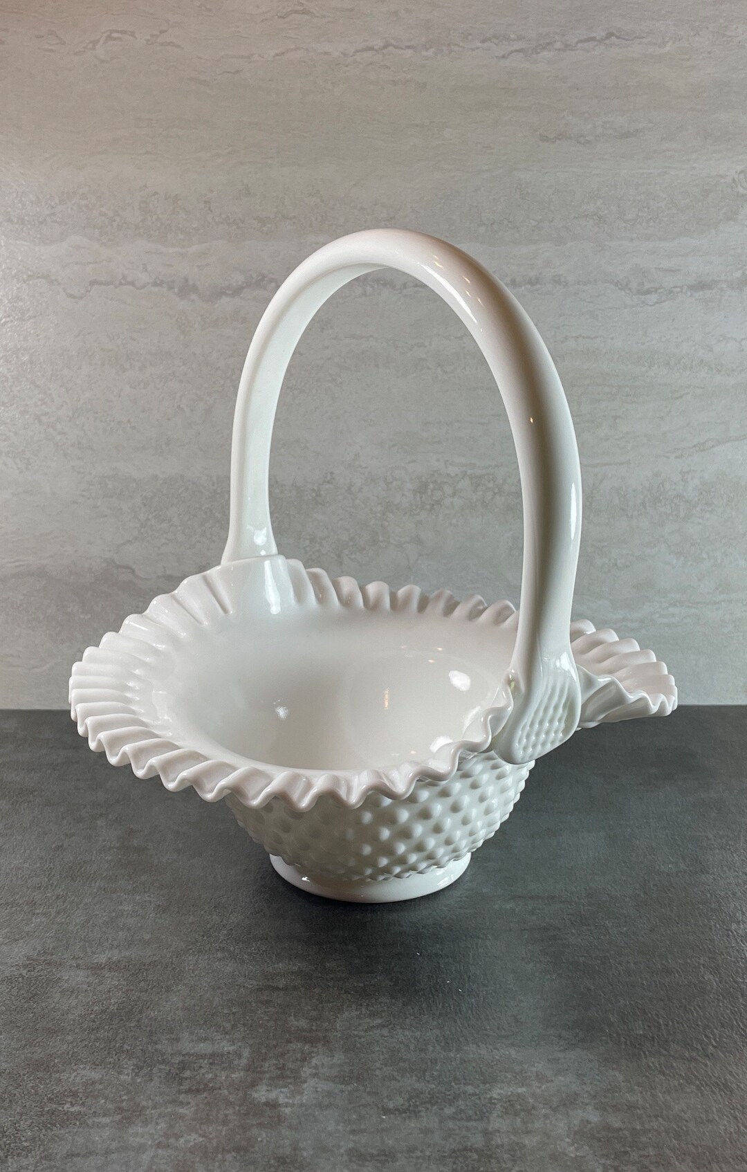Fenton Hobnail White Milk Glass Basket Vintage Milk Glass Basket Easter