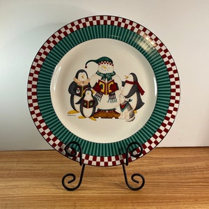 Debbie Mumm “Winter Follies” Serving Platter - Sakura China - Vintage Christmas Dishes - Penguin Christmas Dishes