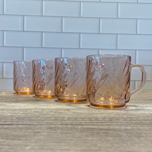 Rosaline Arcoroc Luminarc Pink Swirl Coffee Mugs - Made in France - Sets of 4 or 6