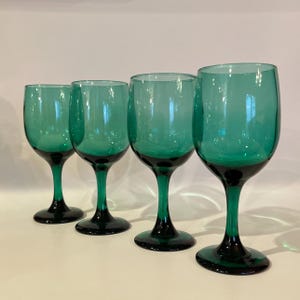 Vintage Juniper Green Libbey Premier Water Goblets - Green Wine Glasses - Holiday Glasses
