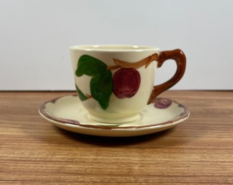 Franciscan Apple Cup and Saucer Collectible Pottery Mid Century Pottery Shabby Chic Farmhouse Kitchen