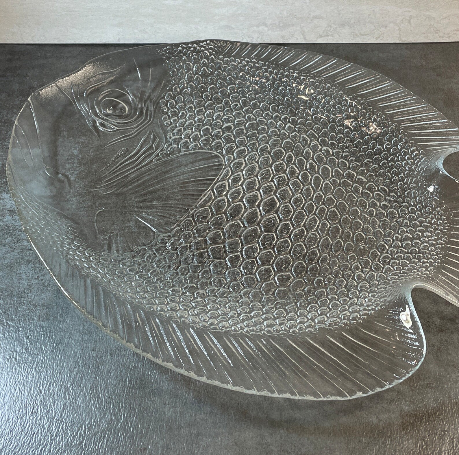 Large Arcoroc Poisson Fish Serving Plate Vintage Glass Etsy