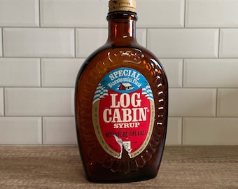 Vintage Log Cabin Glass Syrup Bottle - Vintage Advertising Ware - Mid Century Kitchen