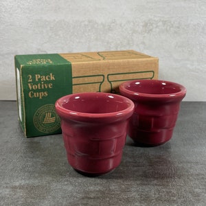 Vintage Longaberger Paprika Red Votive Candle Holders - Collectible Pottery  - Made in USA
