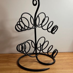 Vintage 4 Bottle Black Metal Countertop Wine Rack - Bar Supplies - Bar Decor