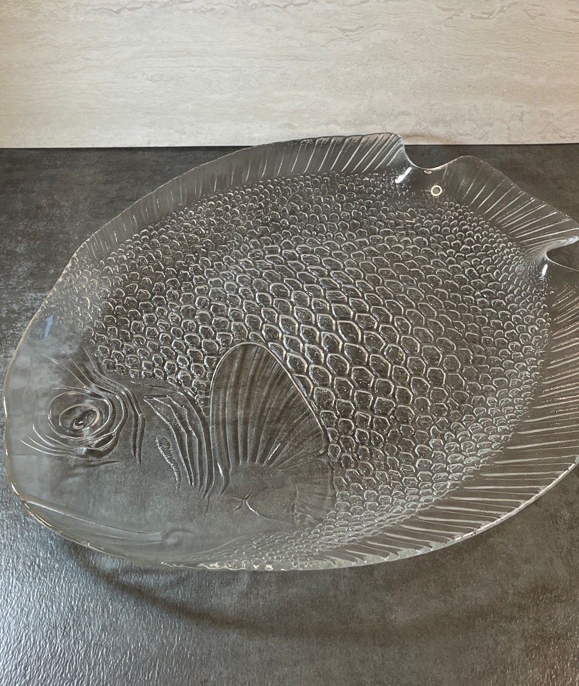 Large Arcoroc Poisson Fish Serving Plate Vintage Glass Etsy