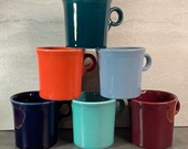 Fiesta Ware 12 Ounce Coffee Mugs - USA - Discontinued Colors - Cinnabar - Cobalt Blue - Periwinkle Blue - Poppy - Juniper - Turquoise