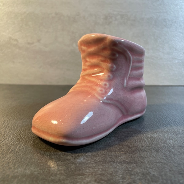 Vintage Pink Baby Shoe Planter - Nursery Decor - Flower Arrangements - Vase - Made in Japan