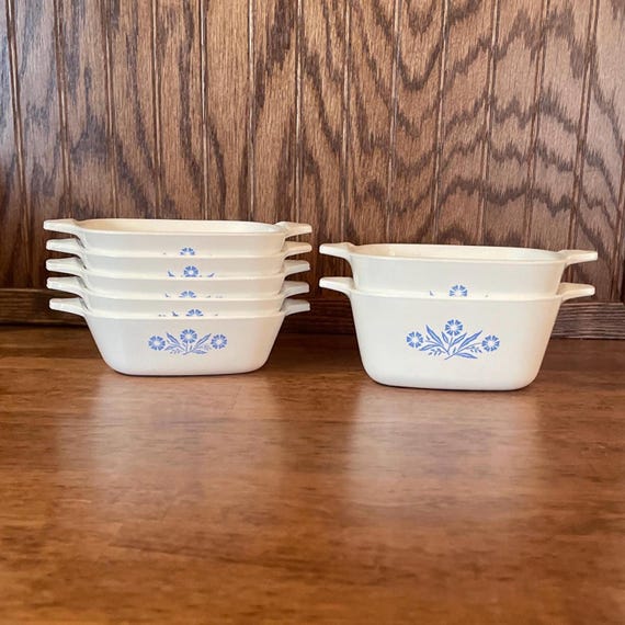 Petite Pans - Blue Cornflower Corning Ware - P-43 & P-41 Mini Individual Casserole Dishes