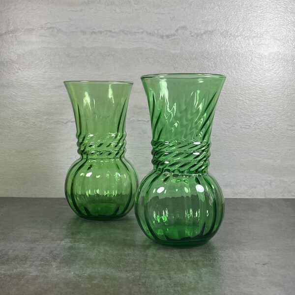 Vintage Green Vase - Wedding Decor - Party Decor - Floral Arrangements - Christmas Decorations - Indiana Glass Company