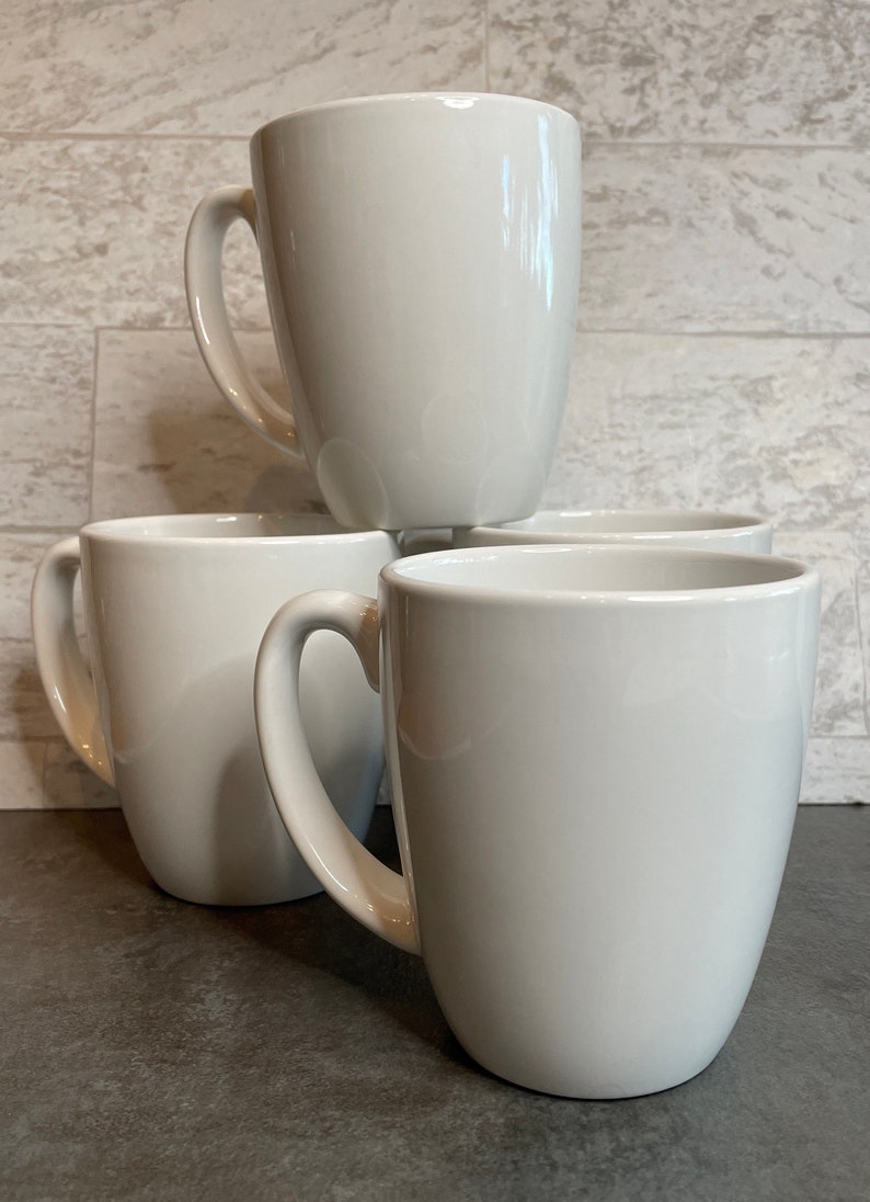 Set of 4 Corelle Coordinates White Stoneware Mugs Vintage Etsy