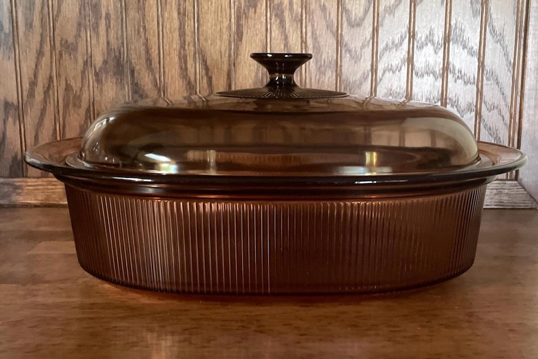 Pyrex Quart Amber Visions Large Roasting Pan Vintage Pyrex