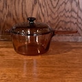 Pyrex 2.5 L Amber Visions Large Stock Pot - Vintage Pyrex Glass Cookware - Brown Glass Pot - Made in USA