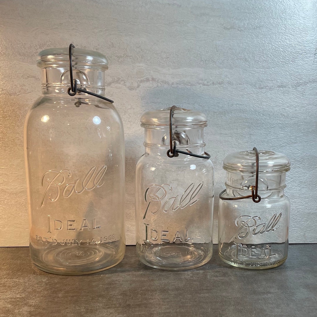 Set of 3 Antique Wire Bale Ball Eclipse Mason Jars 1/2 Etsy