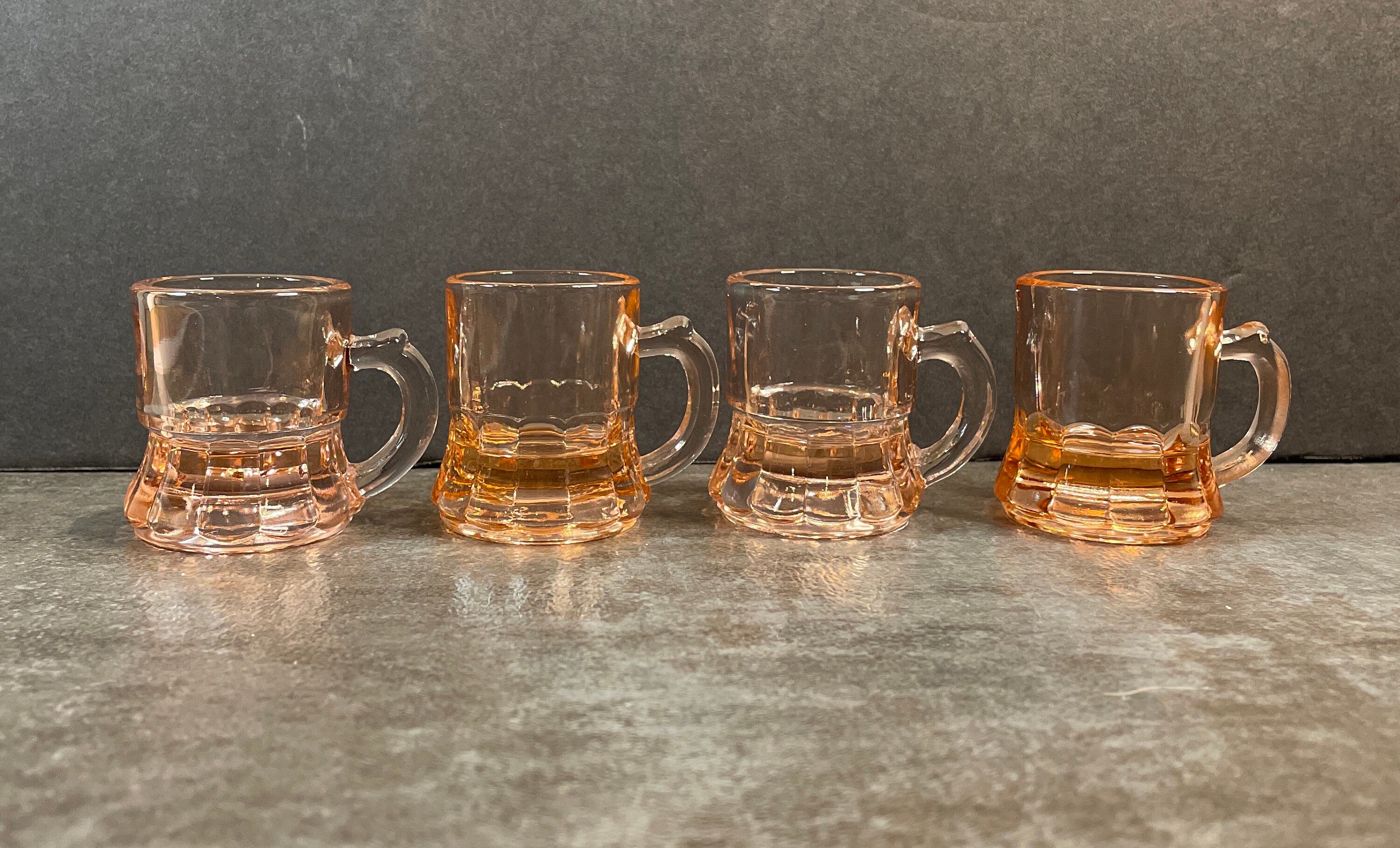Set of 4 Vintage Federal Glass Pink Shot Glasses Beer Mug Etsy