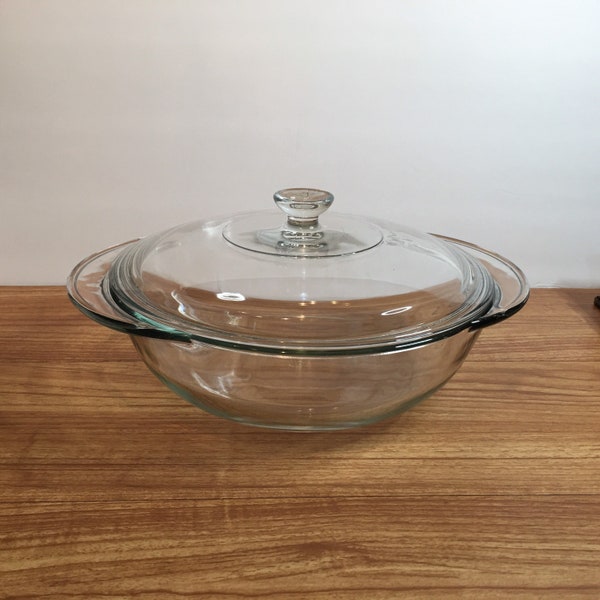 Anchor Hocking Clear Ovenware Casserole Dish 9 1/2” 2 Qt 2 L Vintage Bakeware Made in USA