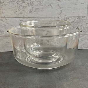 Set of Two, Vintage Clear Glass Pebble Bottom Mixing Bowls Collectible Mid  Century Kitchenware 