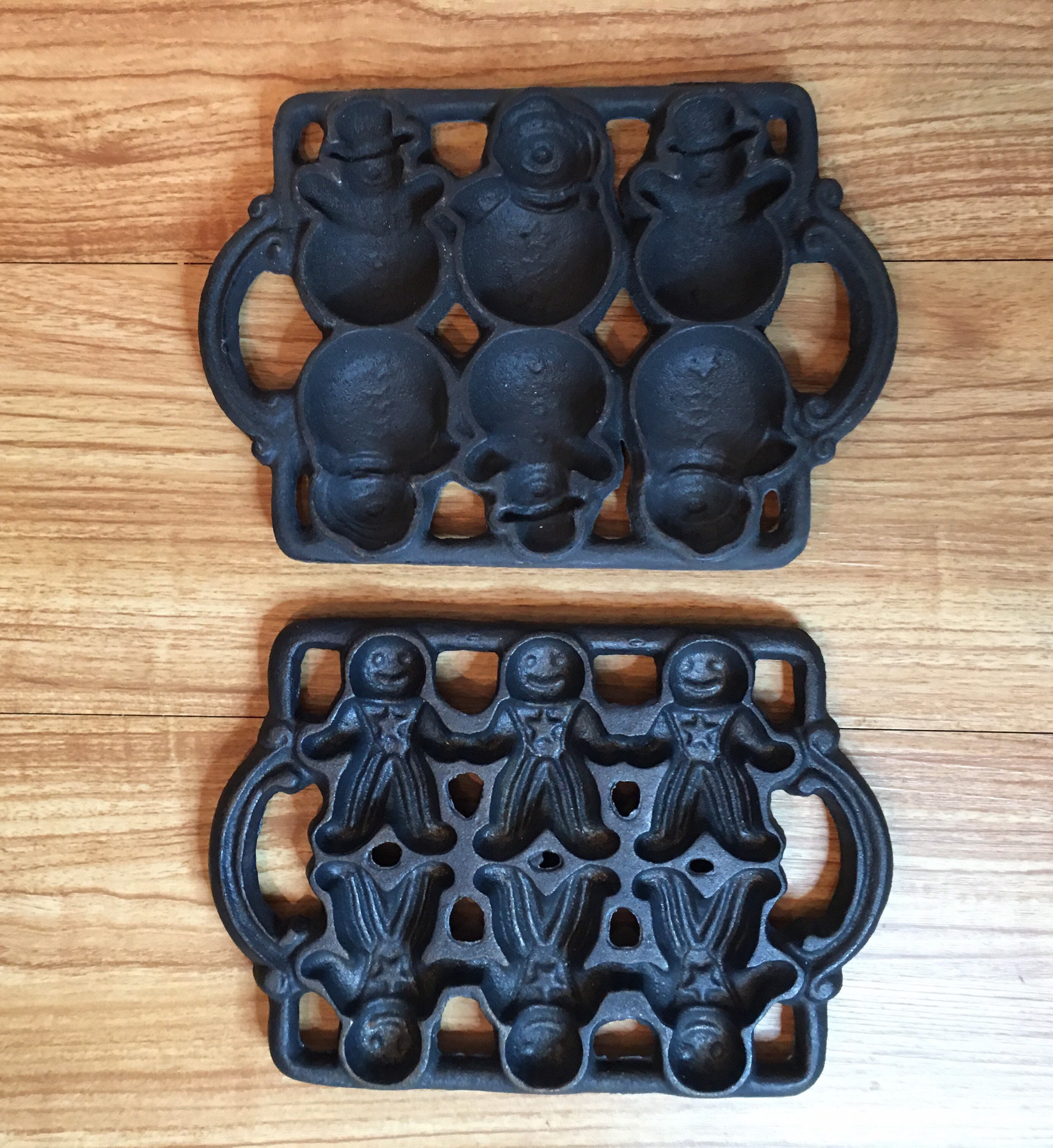 Cast Iron Baking Molds Snowman or Uncle Sam Gingerbread Man Etsy
