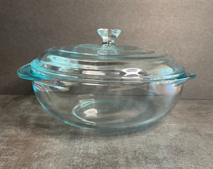Pyrex 2 Qt 2L Clear Glass Casserole Dish With Lid Vintage Pyrex 024
