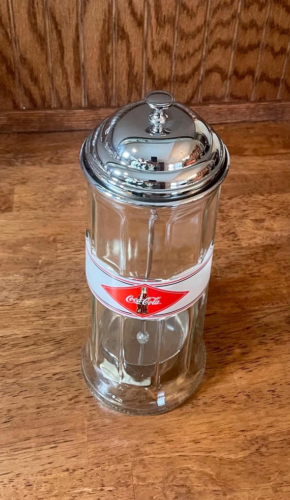 Vintage Coca Cola Straw Dispenser - Glass Straw Storage Jar - Soda