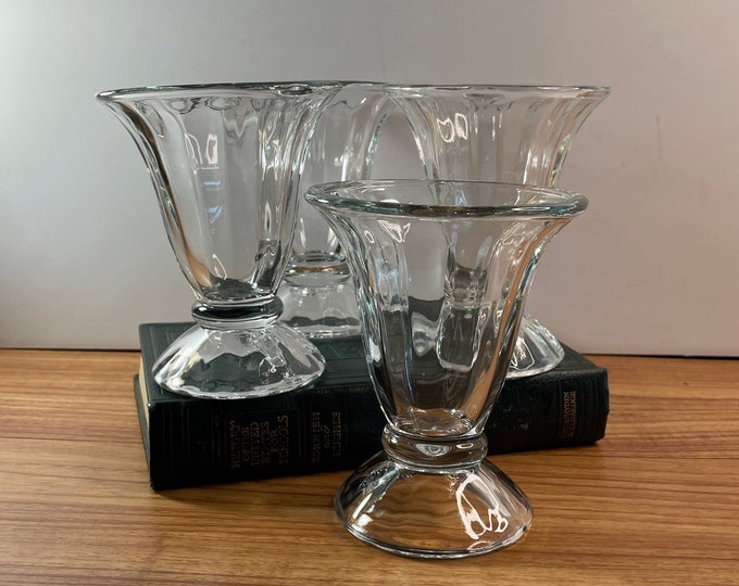 Set of 4 Libbey Glass Ice Cream Sundae Dishes Vintage Milkshake Glasses