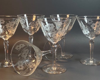 Six Vintage Libbey Glenmore 6" Wine Glasses - Vintage Glassware 1955 - MCM Barware
