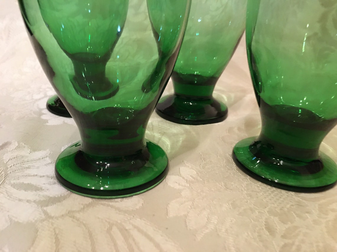 green glass drinking glasses