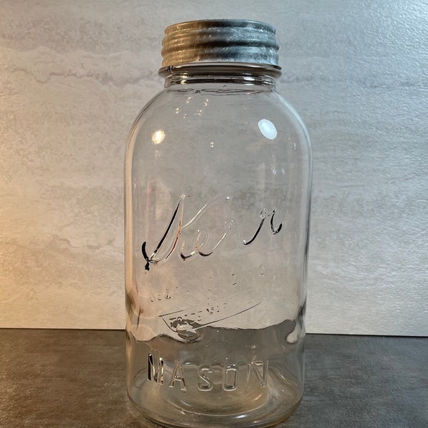 Antique Kerr Mason Jar - Farmhouse Decor - Vintage Canning Jars
