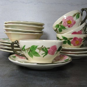 12 Piece Newer Vintage Franciscan Desert Rose Snack Set - Collectible Pottery - Mid Century Pottery - Microwave and Oven Safe