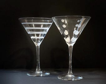 Set of 2 Cristal d’Arques Uptown Martini Glasses - Vintage Cosmopolitan Glasses - Made in France