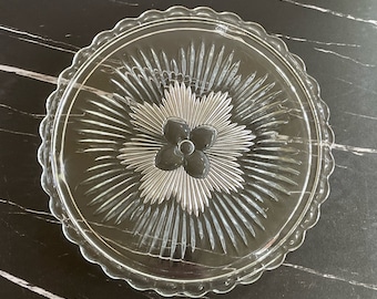 Vintage Mid-Century Pressed Glass Cake Plate - Indiana Glass Company - MCM Kitchenware