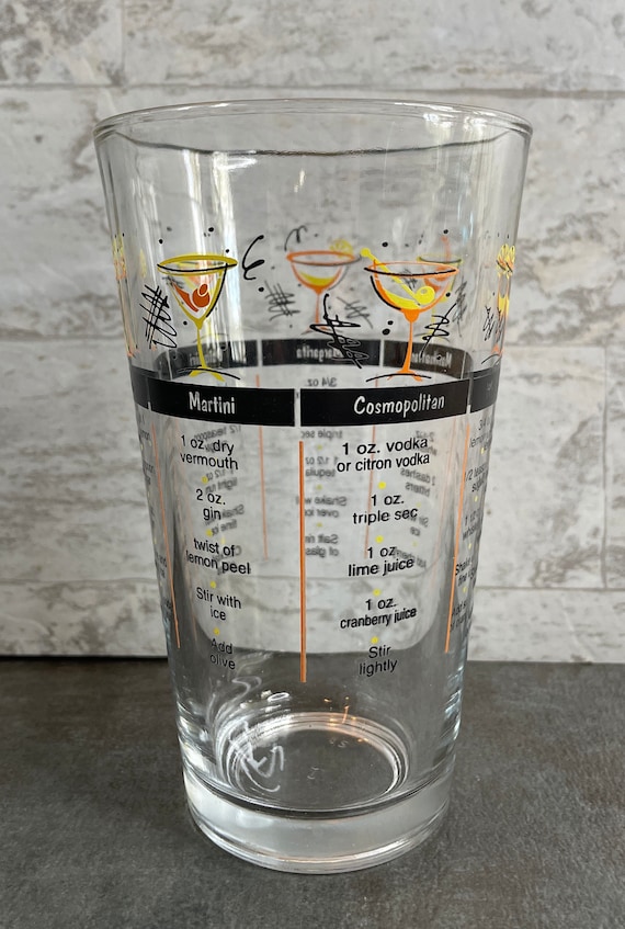 Libbey Vintage Style Bar Measuring Glass With Cocktail Recipes