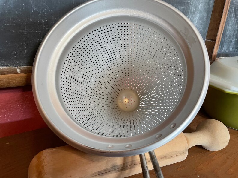 Vintage Canning Sieve with Stand and Wooden Pestle Food Mill Vintage Canning Equipment Jam /& Jelly