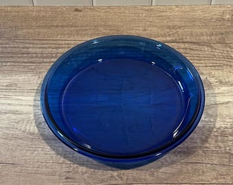 Cobalt Blue 9" Pie Pan by Anchor Hocking - Vintage Glass 1 Liter Casserole Dish
