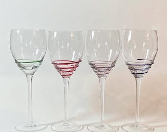 Colorful Hand-Blown Pier 1 Wine Glasses - Cocktail Glasses - Classic Barware