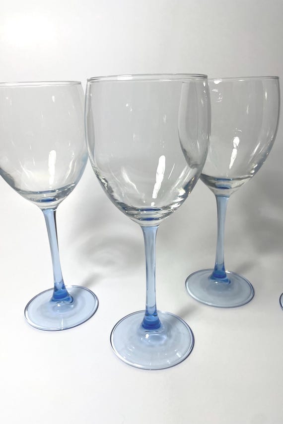 Set of 4 Cristal D'arques Domino Blue "azur" Water Goblet - 10 Ounce Wine  Glasses - Vintage Barware - Etsy New Zealand