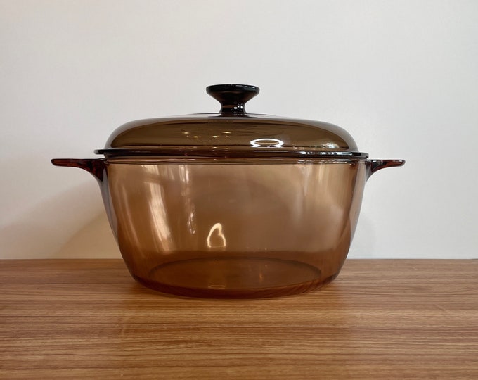 Pyrex 4.5 Liter Fireside Brown Visions Large Dutch Oven Vintage Pyrex