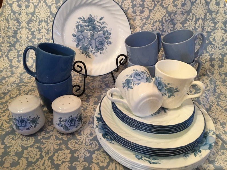 Corelle Blue Velvet Vintage Dishes Blue Floral Dishes Etsy
