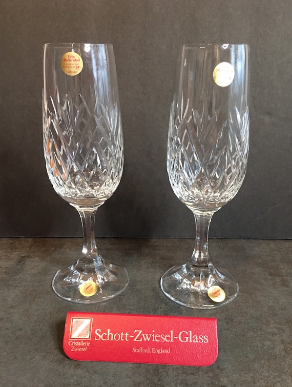 Set of 2 Schott Zwiesel 24% Lead Crystal Champagne Flutes Vintage