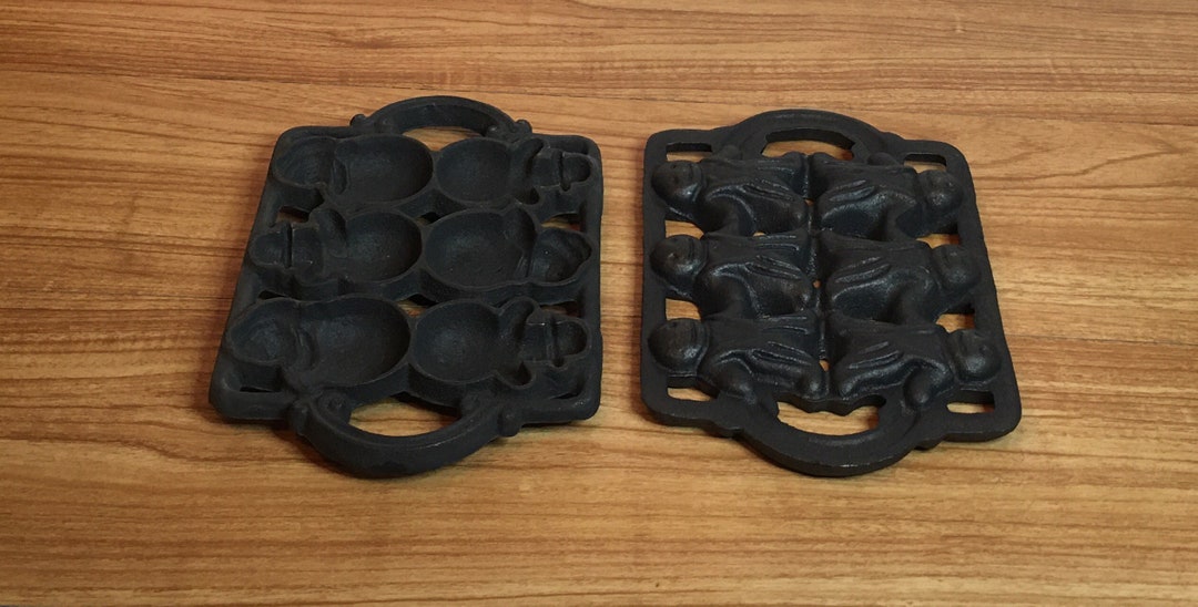 Cast Iron Baking Molds Snowman or Uncle Sam Gingerbread Man Vintage Cast Iron Farmhouse Decor Etsy