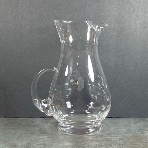 Vintage Princess House Heritage Crystal 72 Oz Pitcher - Water Pitcher - Hand Etched Floral Crystal